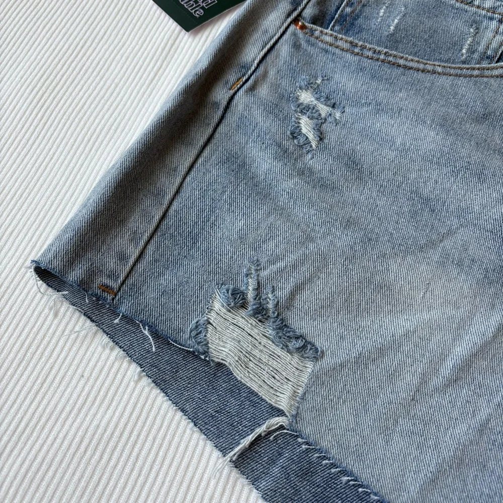 Super High-Rise Cutoff Jean Shorts 4 Button Fly Medium Wash Denim Wild Fable